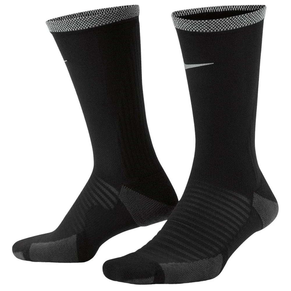 3 Pair Nike Spark Running Crew Socks Black Reflective Cushioned M 6-7.5 W 7.5-9